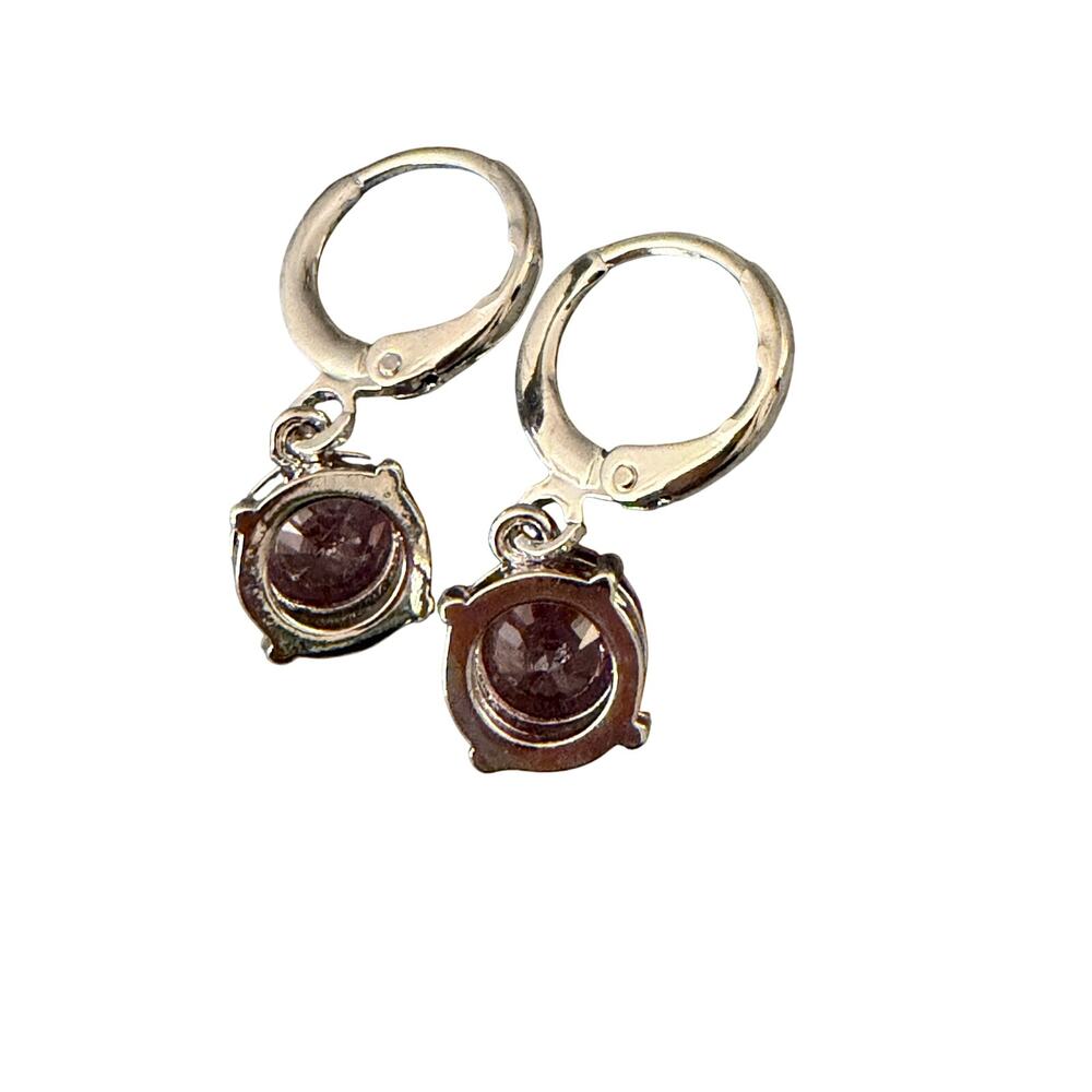 Pink Solitaire CZ Drop Earrings w/ 925 Stamp color Silver Lever-Backs - Picture 6 of 6